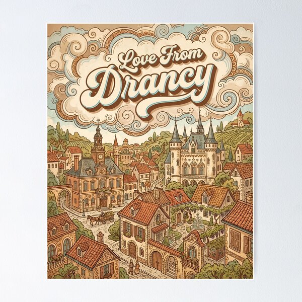 Item preview, Love From Drancy City of France Vintage Art designed and sold by Witty Shirts.