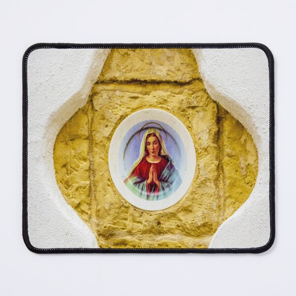 Item preview, Religious Wall Niche With Virgin Mary Icon In Golden Stone Recess On White Wall designed and sold by Nmallia.