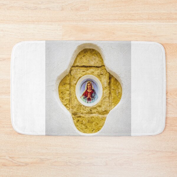 Item preview, Religious Wall Niche With Virgin Mary Icon In Golden Stone Recess On White Wall designed and sold by Nmallia.