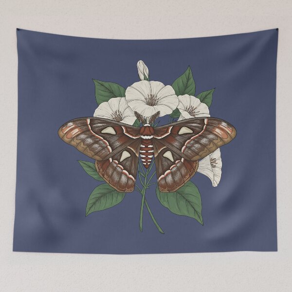 Item preview, Cecropia Moth with White Blossoms Nature Design designed and sold by BirdsnStuff.