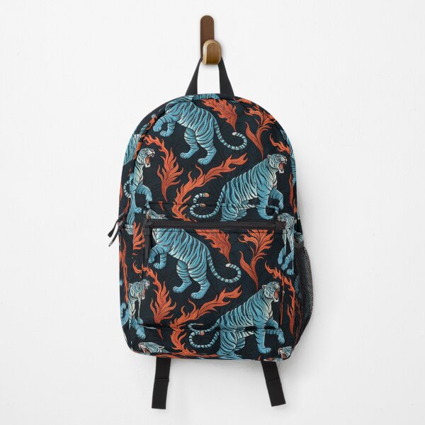 Item preview, Blue Tiger Flame Seamless Pattern – Fierce Roaring Tiger Art designed and sold by Snifferius.