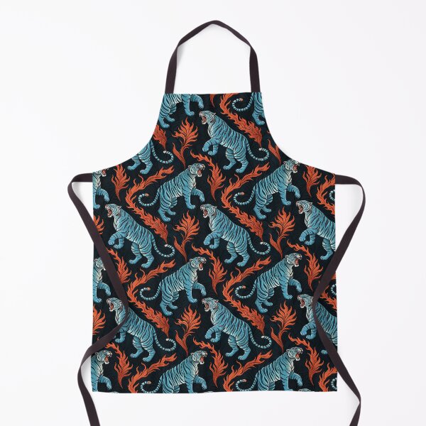Item preview, Blue Tiger Flame Seamless Pattern – Fierce Roaring Tiger Art designed and sold by Snifferius.