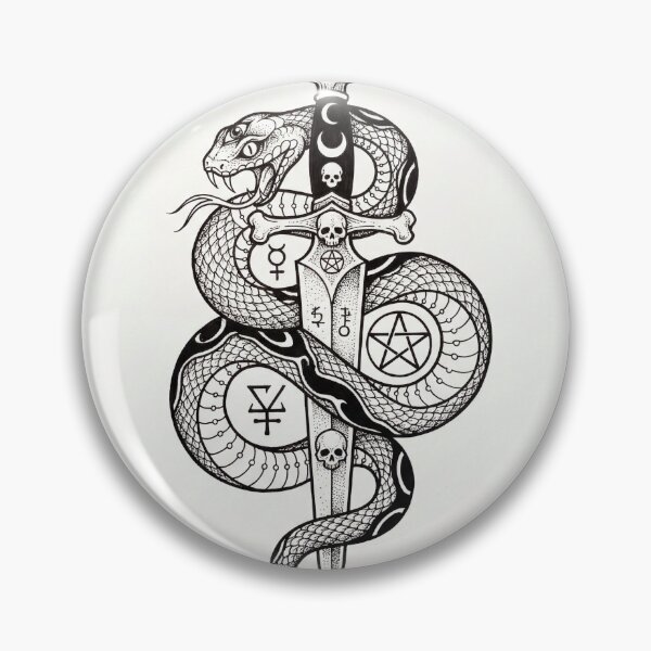 Item preview, Occult Snake and Dagger with Moon Phases Symbols" designed and sold by Stolen-Oddities.