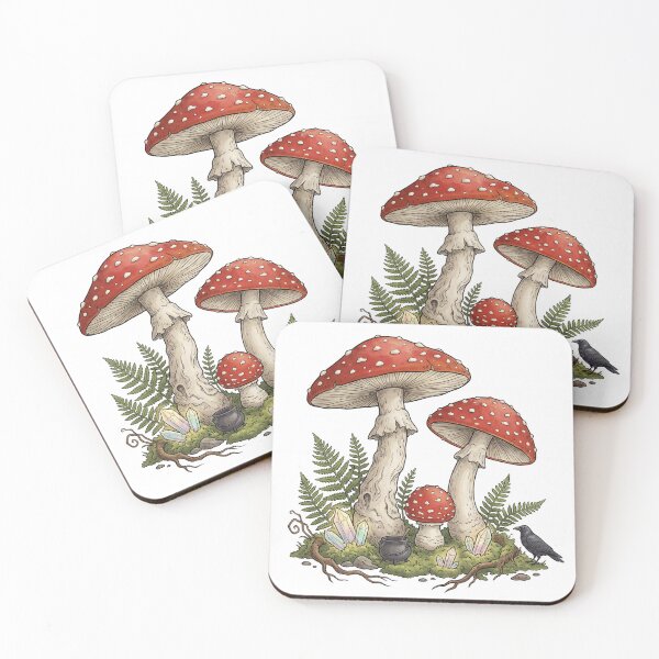 Item preview, Witchy Mushroom Forest Scene with Raven Crystal Cauldron designed and sold by Stolen-Oddities.