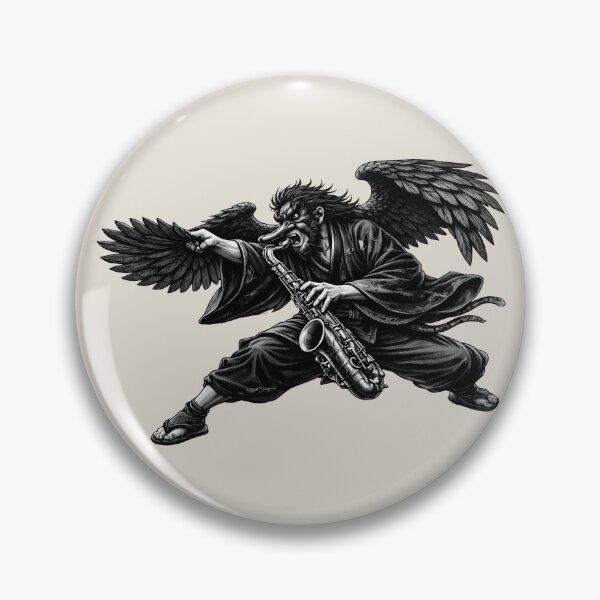 Item preview, KAGURA – Tengu Brass | Monochrome Japanese Rock Band T-Shirt designed and sold by mikawaya studio.