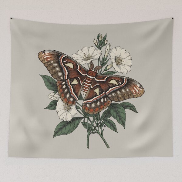 Item preview, Cecropia Moth Among White Wildflowers designed and sold by BirdsnStuff.