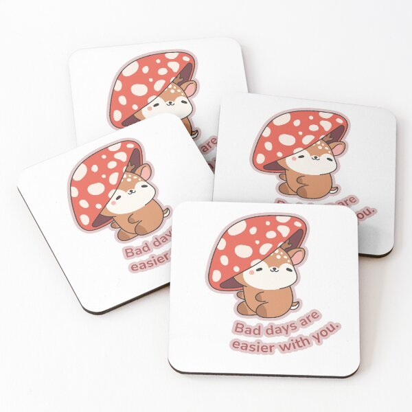 Item preview, Bad Days Are Easier With You - Cozy Mushroom Deer Kawaii Sticker designed and sold by MoonlightEleven.