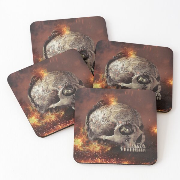 Item preview, Steampunk skull flame tattoo designed and sold by Cinzia Murgia.
