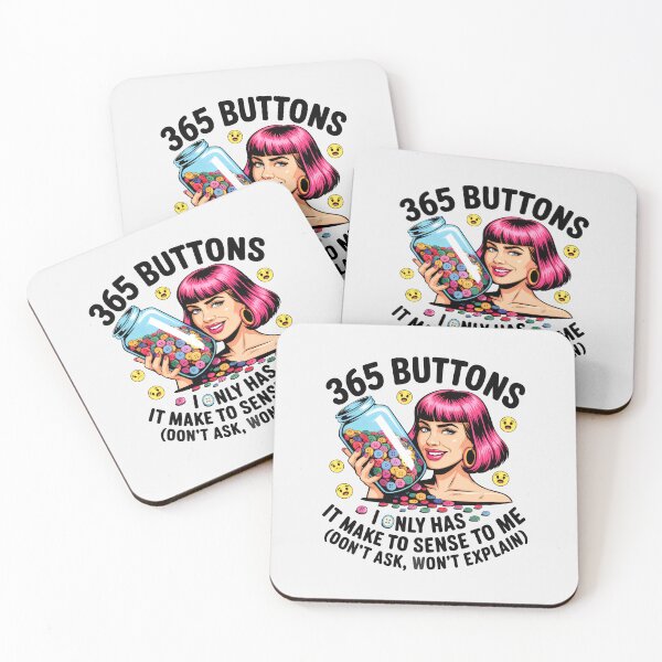 Item preview, 365 Buttons Niche Humor Pop Art designed and sold by SplashTastic.