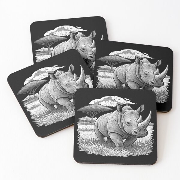 Item preview, African Rhino Savanna White Etching Art. designed and sold by Mr Lee.
