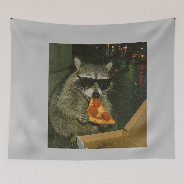 Item preview, Funny Raccoon Eating Pizza Animal Meme designed and sold by mjohnson9.