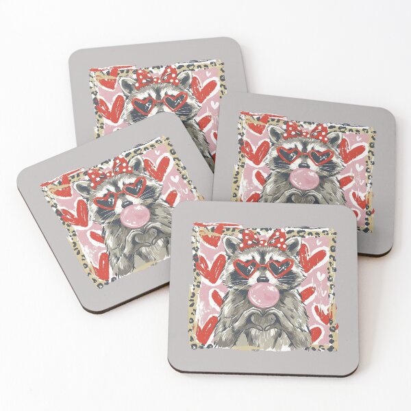 Item preview, Vintage Leopard Funny Valentine Raccoon Lover Heart XOXO designed and sold by mjohnson9.