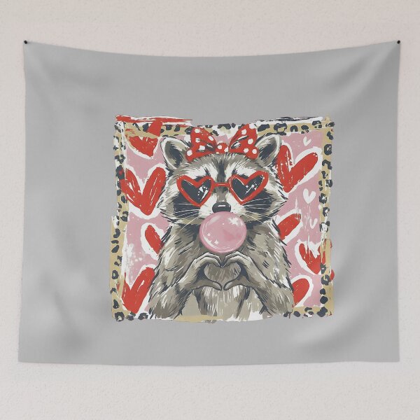 Item preview, Vintage Leopard Funny Valentine Raccoon Lover Heart XOXO designed and sold by mjohnson9.