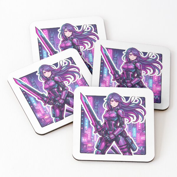 Item preview, “Cyberpunk Anime Warrior Girl Neon Sword Sticker” designed and sold by TaufiDaArtworks.