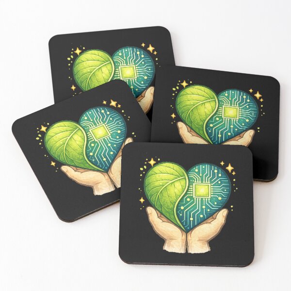 Item preview, Green Tech Heart – Nature and AI Sustainability Concept Illustration designed and sold by OrbitOfMind.