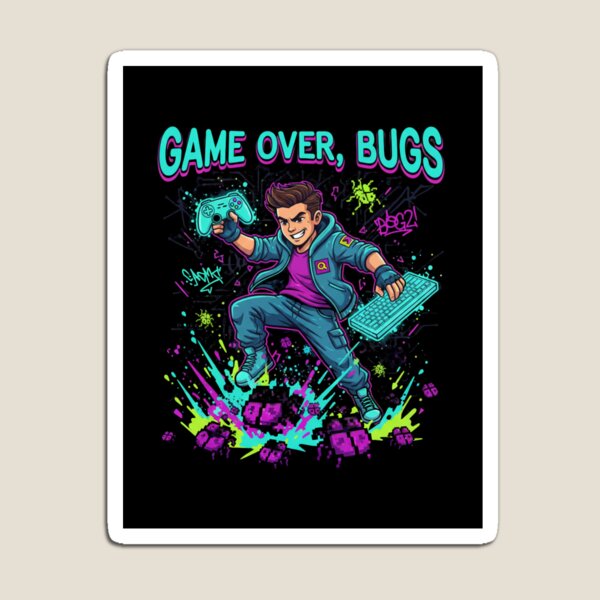 Item preview, Game Over Bugs QA Gamer Style Software Testing Illustration designed and sold by us-products.