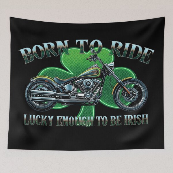 Item preview, Born to ride, lucky enough to be Irish - St.Patrick’s Day motorcycle design  designed and sold by YourTrendyTees.
