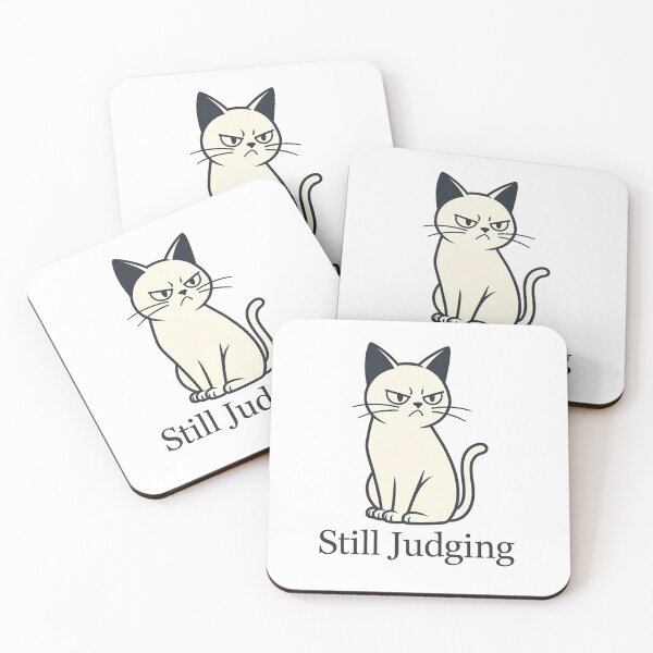 Item preview, Judgmental Cat Still Judging Funny White Cat Sticker - Grumpy Minimalist Feline Art designed and sold by ZyxDes.