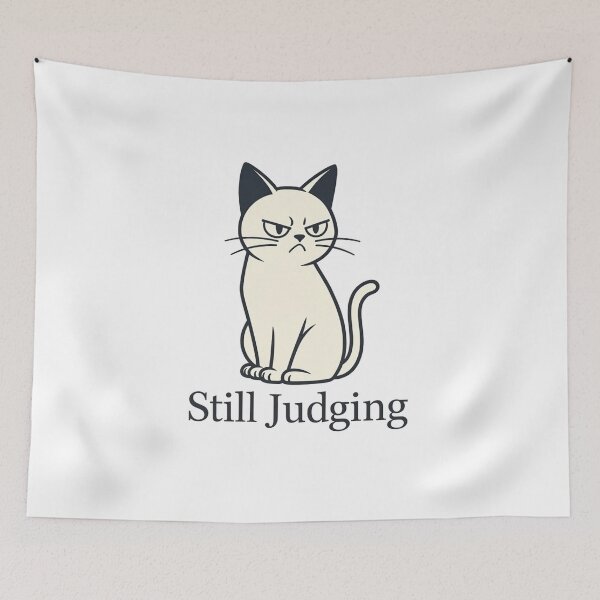 Item preview, Judgmental Cat Still Judging Funny White Cat Sticker - Grumpy Minimalist Feline Art designed and sold by ZyxDes.