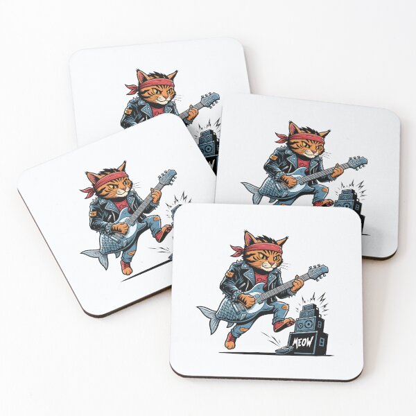 Item preview, Rocker cat playing guitar designed and sold by Artquinox.