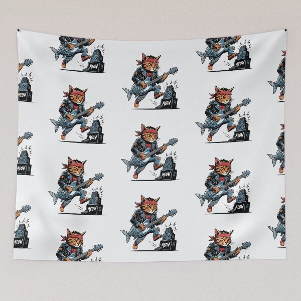 Item preview, Rocker cat playing guitar designed and sold by Artquinox.