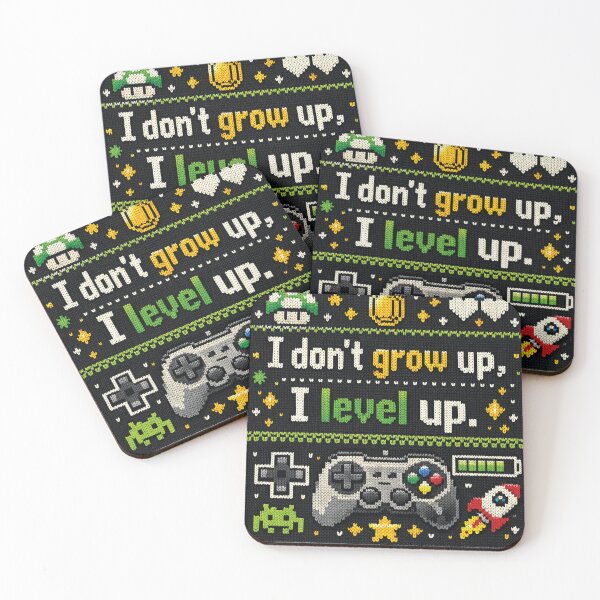 Item preview, I level up gaming slogan in knitted design designed and sold by Mauswohn.