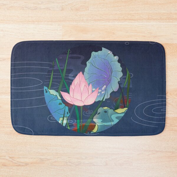 Item preview, Radiant Blooming Lotus against Deep Midnight Navy  designed and sold by QamarART Paintings.