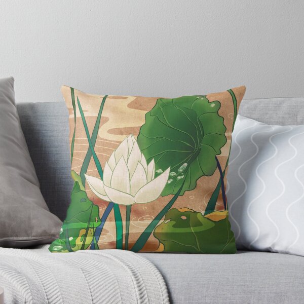 Item preview, Pure White Lotus Blooming on Traditional Soft Cream  designed and sold by QamarART Paintings.