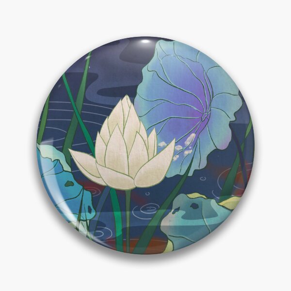 Item preview, Radiant White Lotus against Deep Midnight Navy  designed and sold by QamarART Paintings.