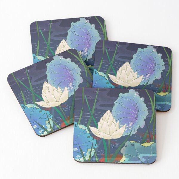 Item preview, Radiant White Lotus against Deep Midnight Navy  designed and sold by QamarART Paintings.