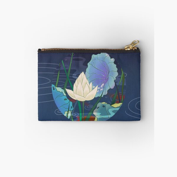 Item preview, Radiant White Lotus against Deep Midnight Navy  designed and sold by QamarART Paintings.