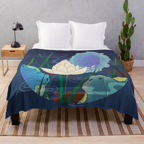 Item preview, Radiant White Lotus against Deep Midnight Navy  designed and sold by QamarART Paintings.