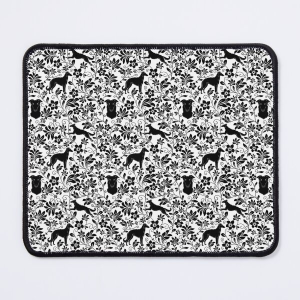 Item preview, Borzoi Dog Silhouettes with Victorian Floral Seamless Pattern designed and sold by WildLakePatterns.