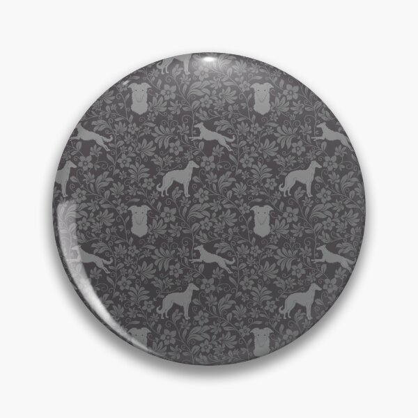 Item preview, Borzoi Dog Silhouettes with Victorian Floral Seamless Pattern in Grey designed and sold by WildLakePatterns.