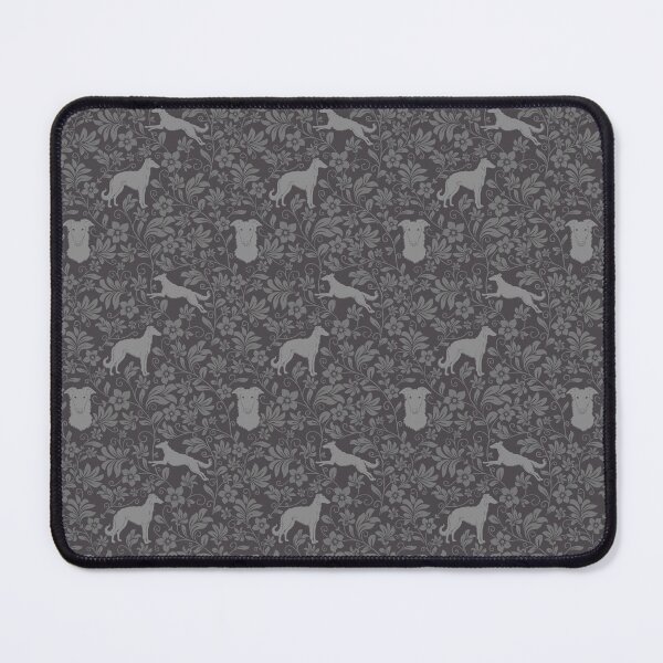 Item preview, Borzoi Dog Silhouettes with Victorian Floral Seamless Pattern in Grey designed and sold by WildLakePatterns.