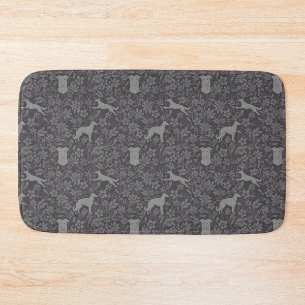 Item preview, Borzoi Dog Silhouettes with Victorian Floral Seamless Pattern in Grey designed and sold by WildLakePatterns.