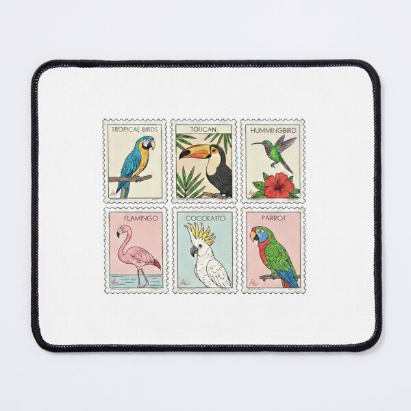 Item preview, Vintage Tropical Bird Postage Stamp Sheet Art designed and sold by octozap.