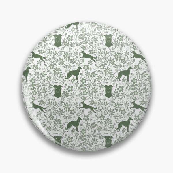 Item preview, Borzoi Dog Silhouettes with Victorian Floral Seamless Pattern in Green designed and sold by WildLakePatterns.