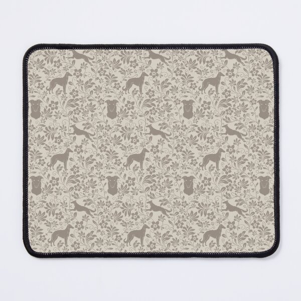 Item preview, Borzoi Dog Silhouettes with Victorian Floral Seamless Pattern in Mocha designed and sold by WildLakePatterns.