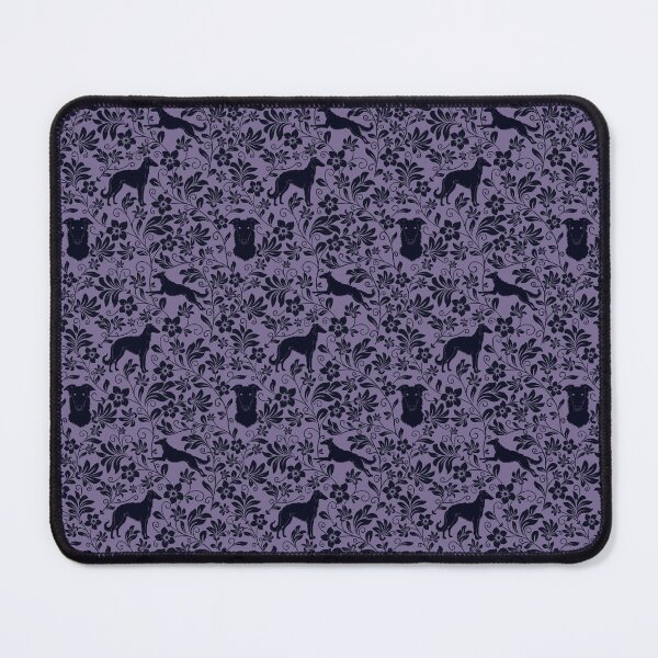 Item preview, Borzoi Dog Silhouettes with Victorian Floral Seamless Pattern in Purple designed and sold by WildLakePatterns.