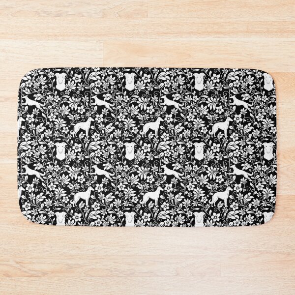 Item preview, Borzoi Dog Silhouettes with Victorian Floral Seamless Pattern in Black designed and sold by WildLakePatterns.