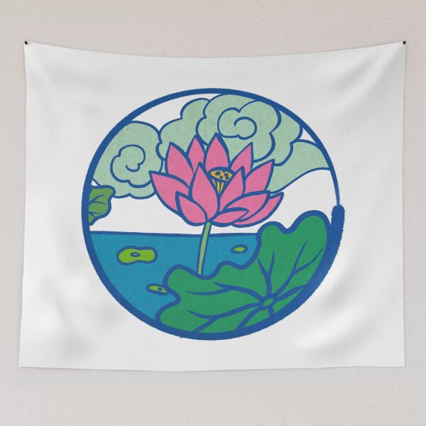 Item preview, Enchanting Pink Blossom with Bold Azure Contours  designed and sold by QamarART Paintings.