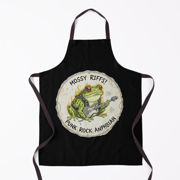 Item preview, Mossy Riffs Punk Rock Amphibian with Electric Guitar and Spiked Vest designed and sold by ART-POD-PL.