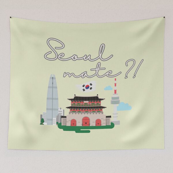 Item preview, Seoul Mate?! – Cute Seoul Skyline Travel Pun T-Shirt designed and sold by mycreastyle.