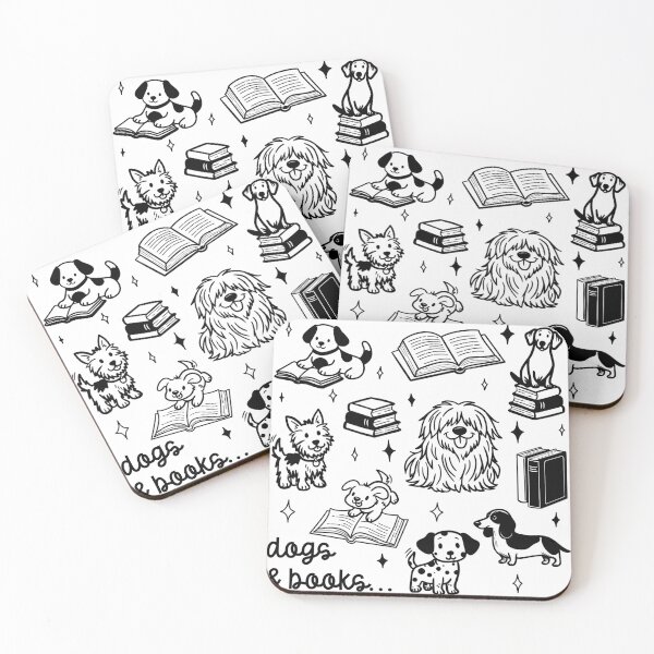 Item preview, Cute Dogs and Books Doodle Illustration for Book Lovers designed and sold by WildLakePatterns.