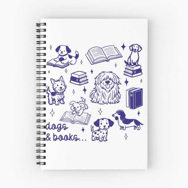 Item preview, Cute Dogs and Books Doodle Illustration for Book Lovers in Blue designed and sold by WildLakePatterns.