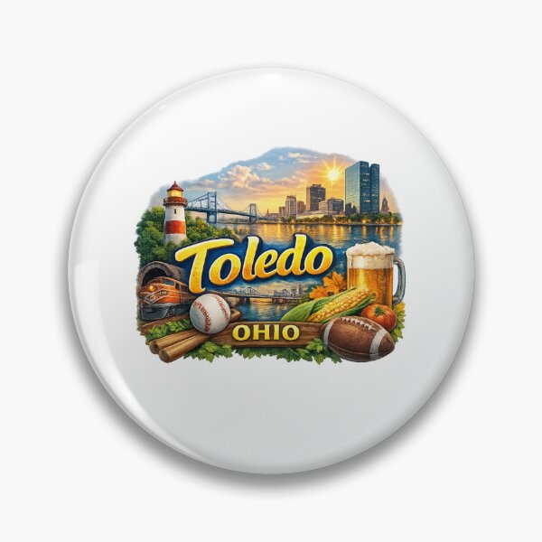 Item preview, Toledo Ohio Maumee River Skyline and Anthony Wayne Bridge Landmark Scene designed and sold by Aryabek.