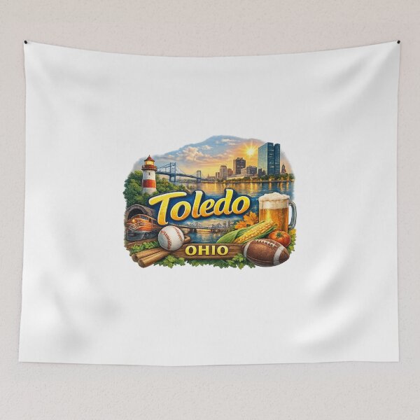 Item preview, Toledo Ohio Maumee River Skyline and Anthony Wayne Bridge Landmark Scene designed and sold by Aryabek.