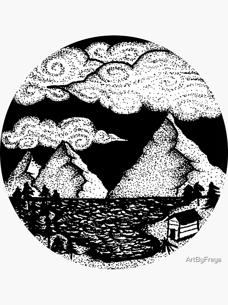 Thumbnail 3 of 3, Sticker, Mountain Scenery designed and sold by ArtByFreya.