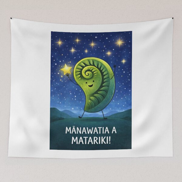 Item preview, Matariki Celebration with Koru Symbol and Pleiades Star Cluster designed and sold by Aryabek.
